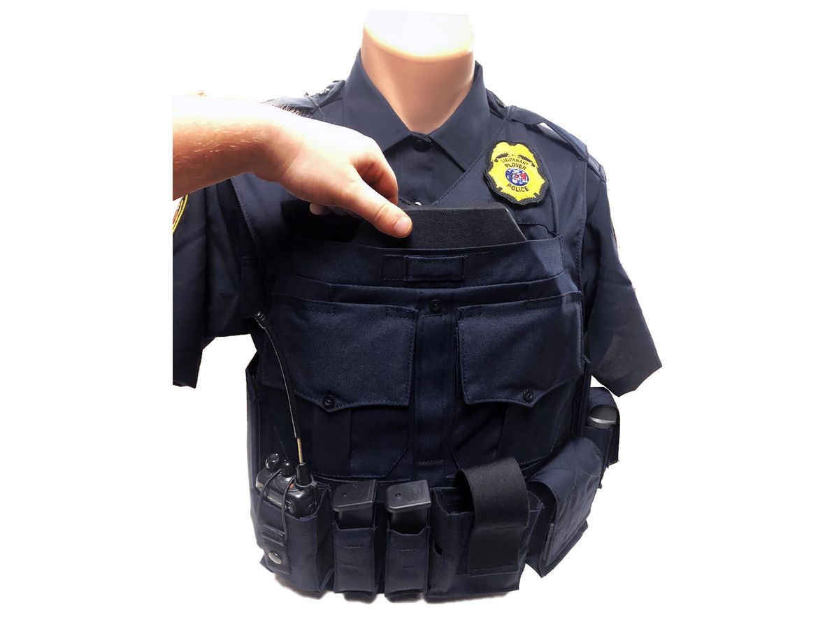 This loadbearing vest offers body armor protection in a uniform look